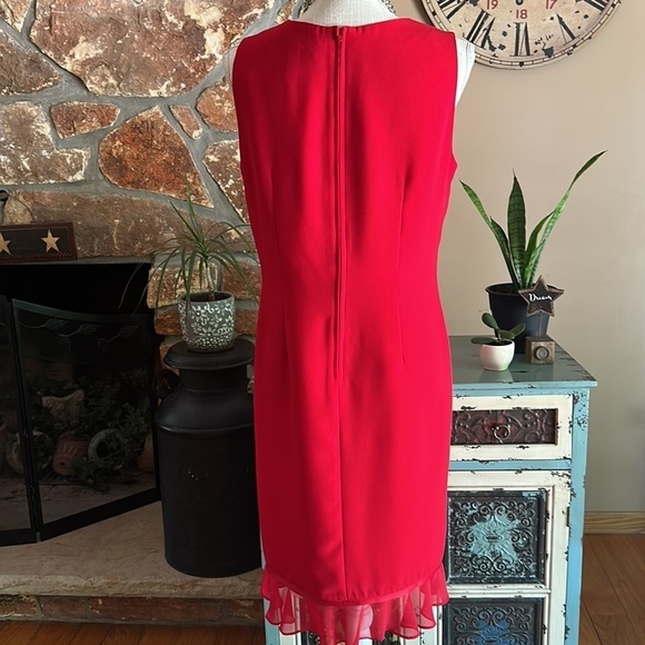 PLAZA South Petite Sleeveless Ruffle Hem Dress Size 10P Red - Picture 4 of 8